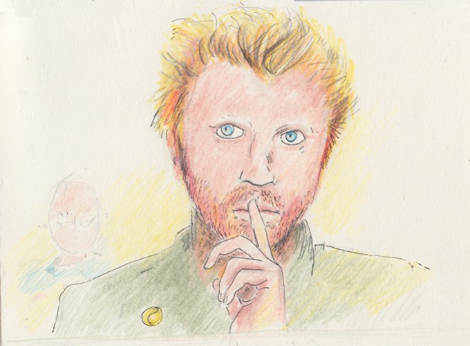 Diese Illustration von Adrian Wylezol soll Boris Becker während seiner Gerichtsverhandlung zeigen. 